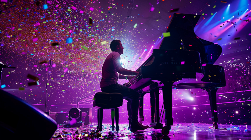Flügel, Konfettiregen und violettes Licht — die Bühnenoptik einer Coldplay-Show