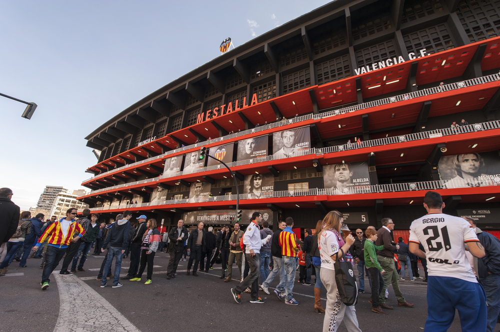 Fans outside Mestalla stadium